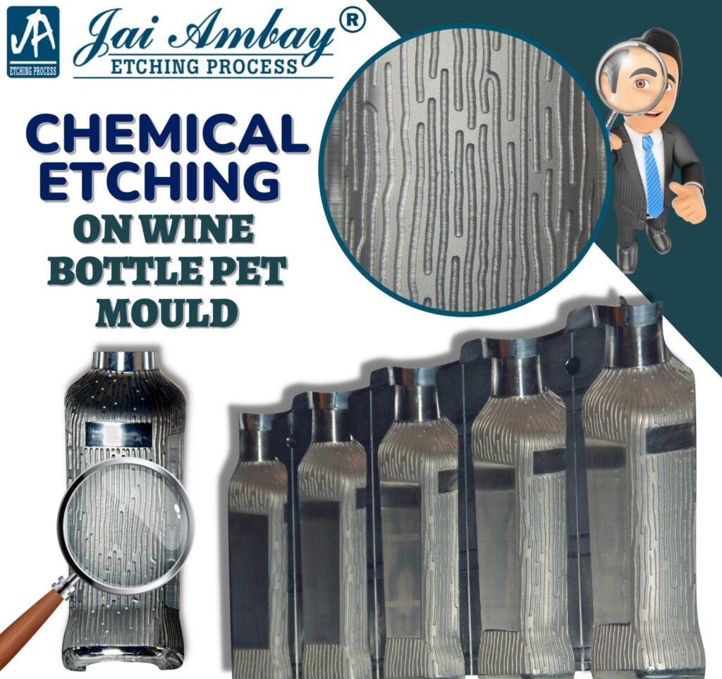 Chemical Etching Services 2 chemical etching on wine bottle pet mould service